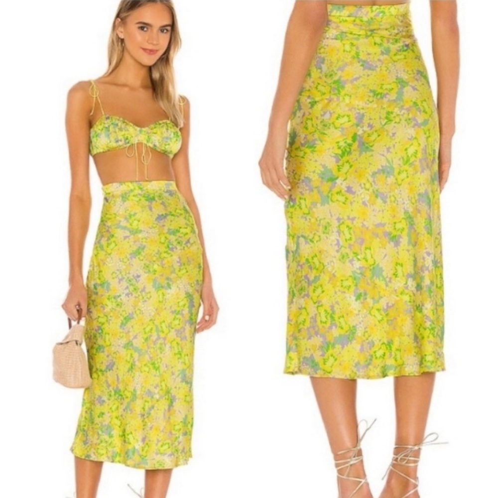 For Love And Lemons Yellow and Green Floral SKIRT ONLY